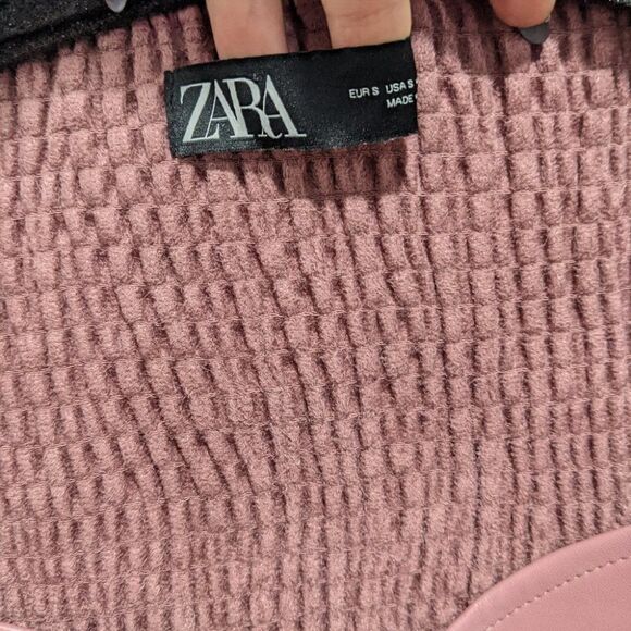 Zara | Faux Leather Crop Top in Marsala Pink - Picture 10 of 11